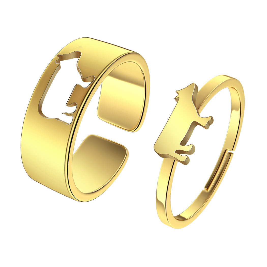 Gold Animal Cow Couple Ring Best Gift