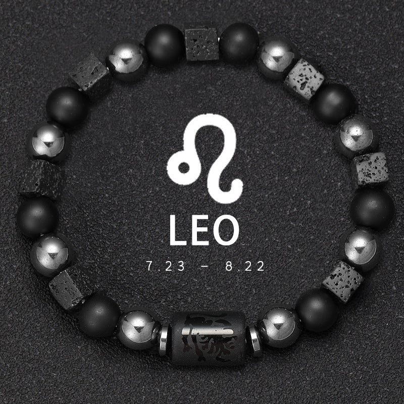 Twelve Zodiac Bracelet Couples Volcanic Stone Handmade Beaded Bracelet Accessory