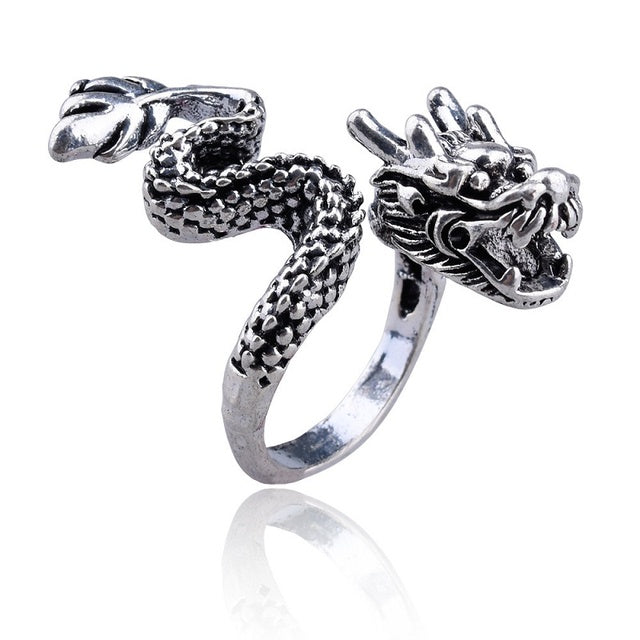 Vintage Punk Snake Dragon Animal Ring