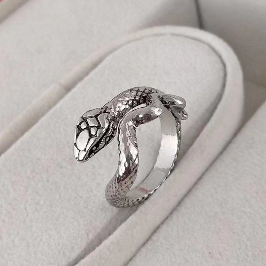 Animal Spirit Snake European And American Retro Punk Exaggerated And Personalized Men And Women Winding Snake Animal Opening Ring