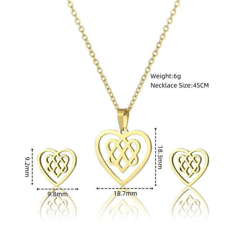 European And American New Dragonfly Pendant Stainless Steel Necklace And Earring Suit