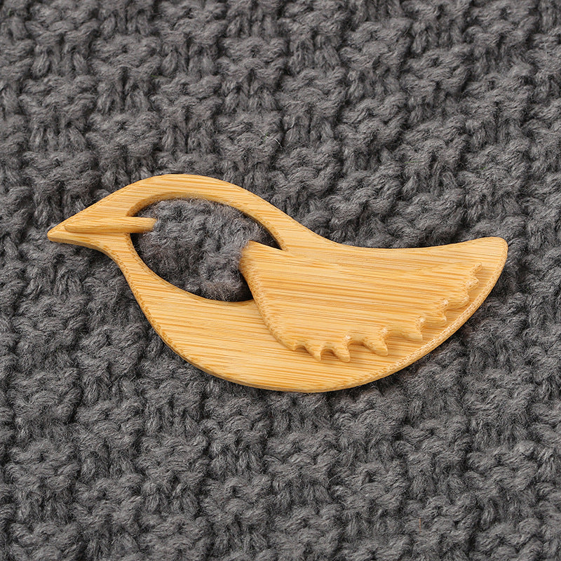 Wooden Animal Carving Brooch Gift