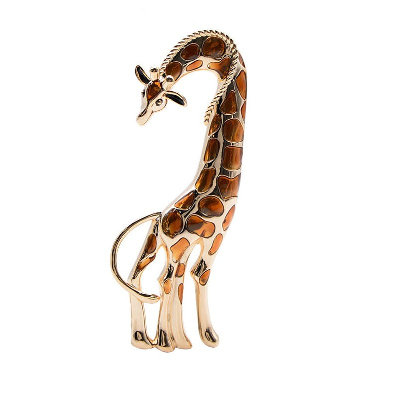 Large Size Painted Giraffe Brooch Dripping Oil Painting Oil Pin Corsage Women's Accessories