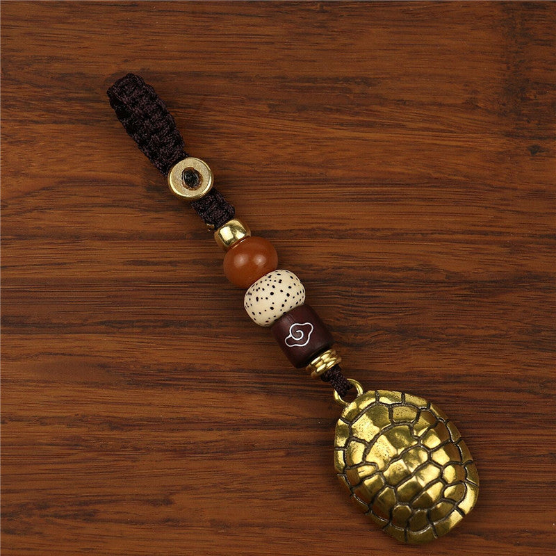 Hand-woven Copper Tortoise Shell Car Keychain