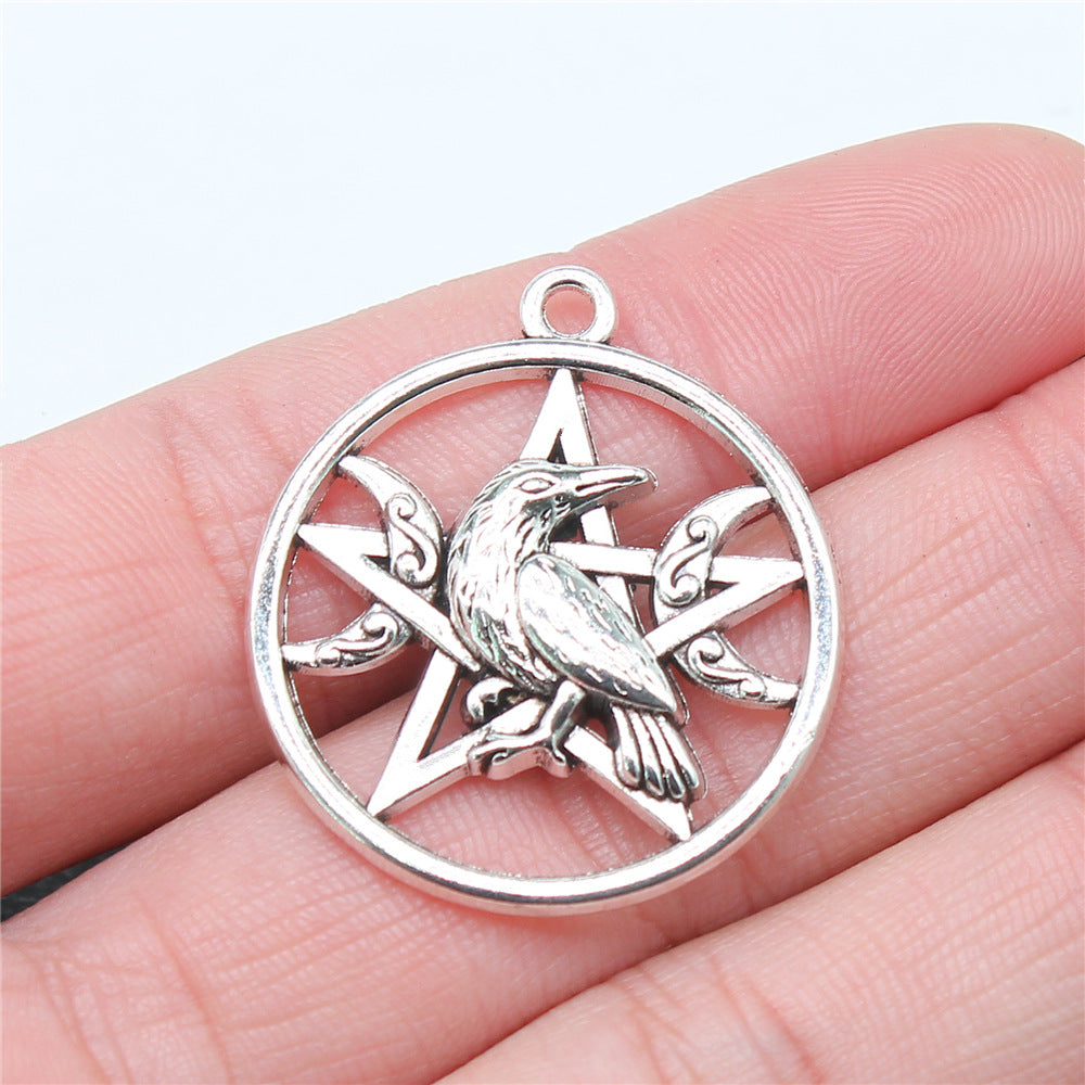 Women's Creative Hip Hop Rock Pentagram Crow Shape Pendant Jewelry Accessories