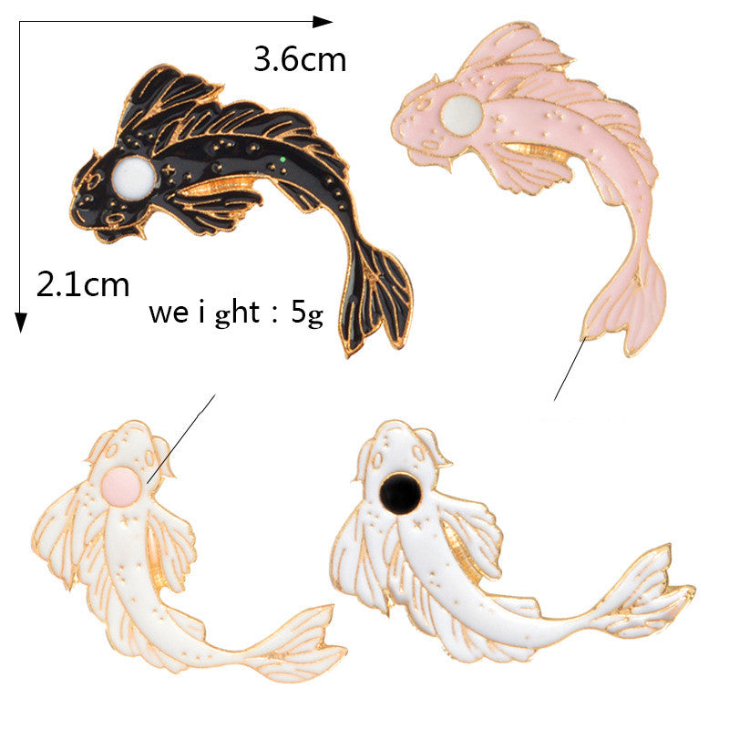 Four-color Good Luck Koi Alloy Oil Drip Accessories Brooch