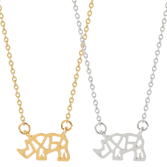 Animal Necklace Rhino Pendant Personality Wild Necklace