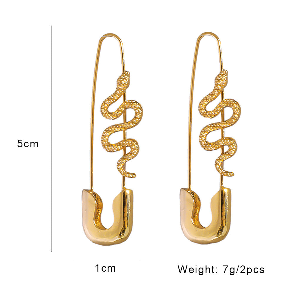 Pin-Style Earrings Golden Animal Female