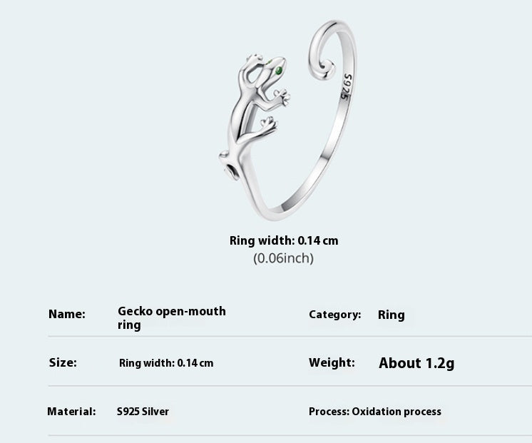 Personalized Animal Ring Bracelet Sterling Silver Gecko