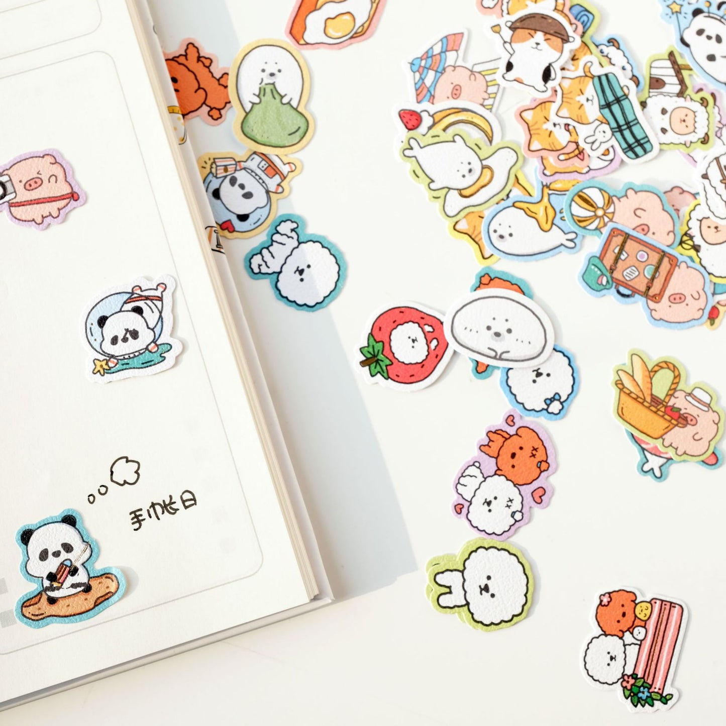 Cute Animal Creative Particle Bag Hand Account Decoration Sticker