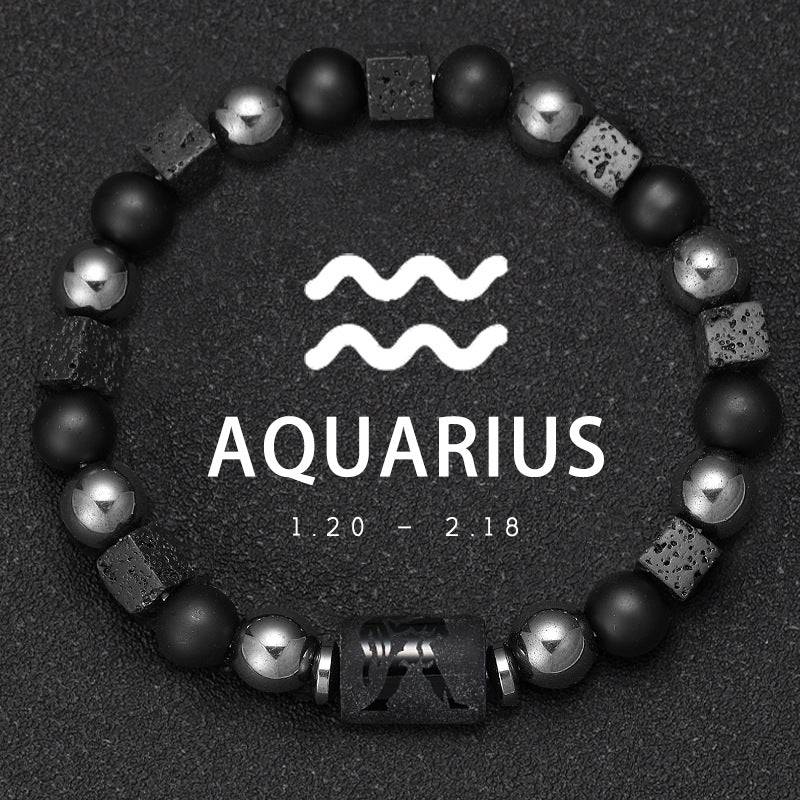 Twelve Zodiac Bracelet Couples Volcanic Stone Handmade Beaded Bracelet Accessory