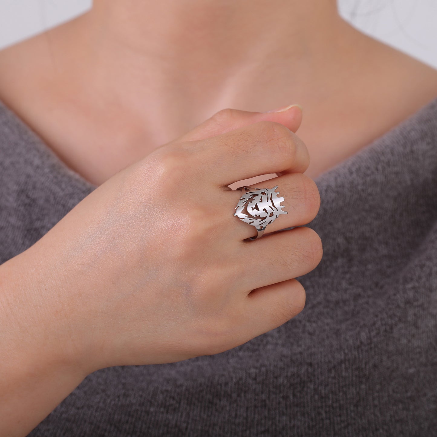 INS Hip-Hop Punk Style Animal Series Lion Head Ring