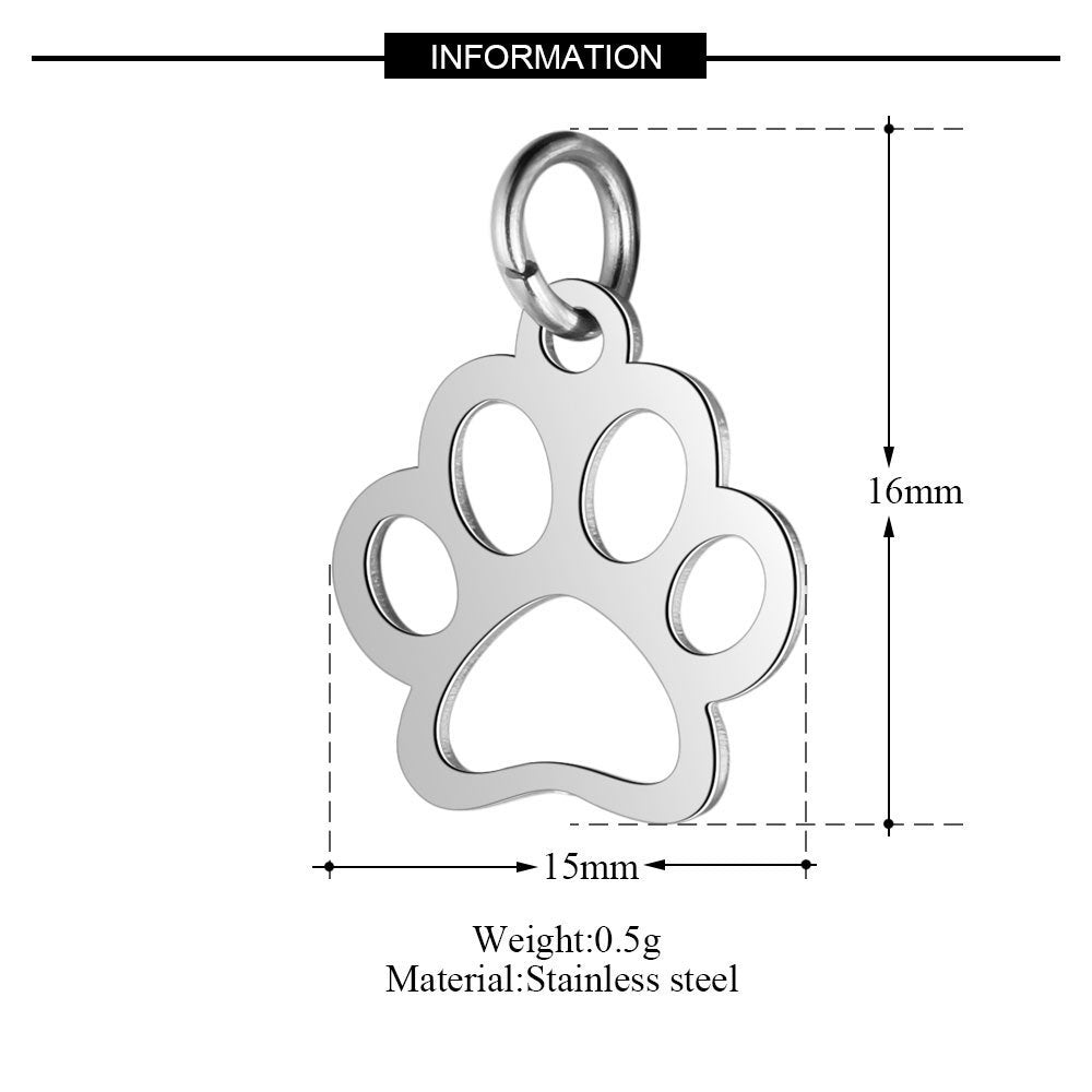 Titanium Steel Polished Laser Cut Animal Dog Paw Jewelry Diy Pendant
