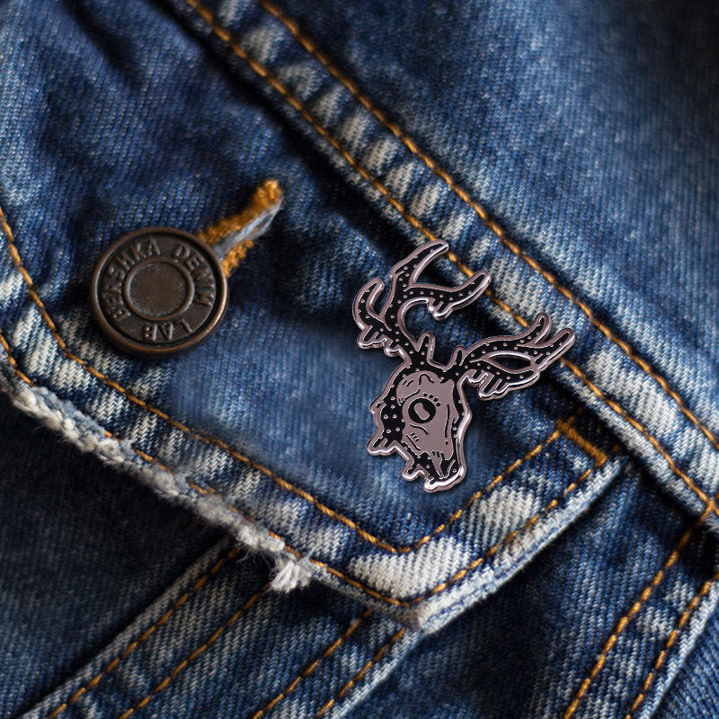 Starry Deer Skull Enamel Pin Ghost Elk Badge Pagan Gothic Jewelry