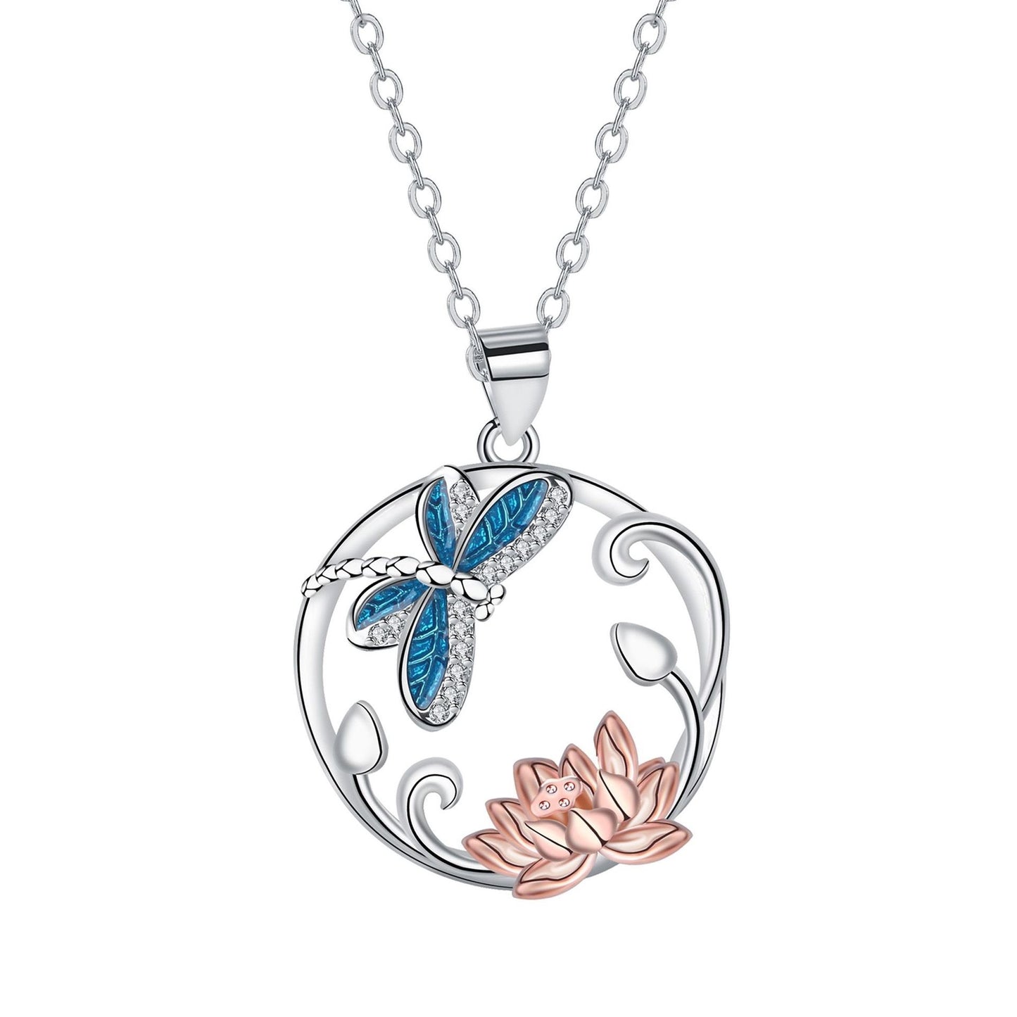 Dragonfly Necklace On Lotus Flower Female Clavicle Chain Fashion Design Jewelry