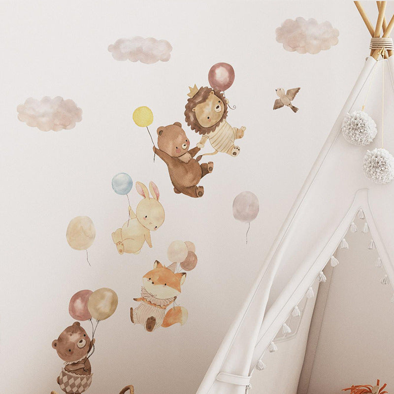 Cartoon Small Animal Balloon Cloud Children's Room Decorative Wall Sticker