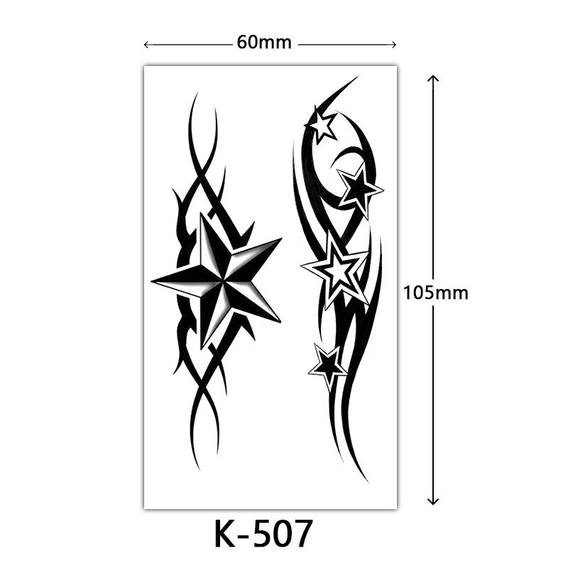 English Letter Flower Butterfly Sketch Line Waterproof Tattoo Sticker