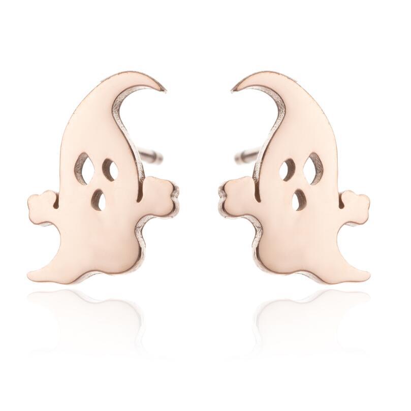 Simple Stainless Steel Ghost Stud Earrings Small Animal