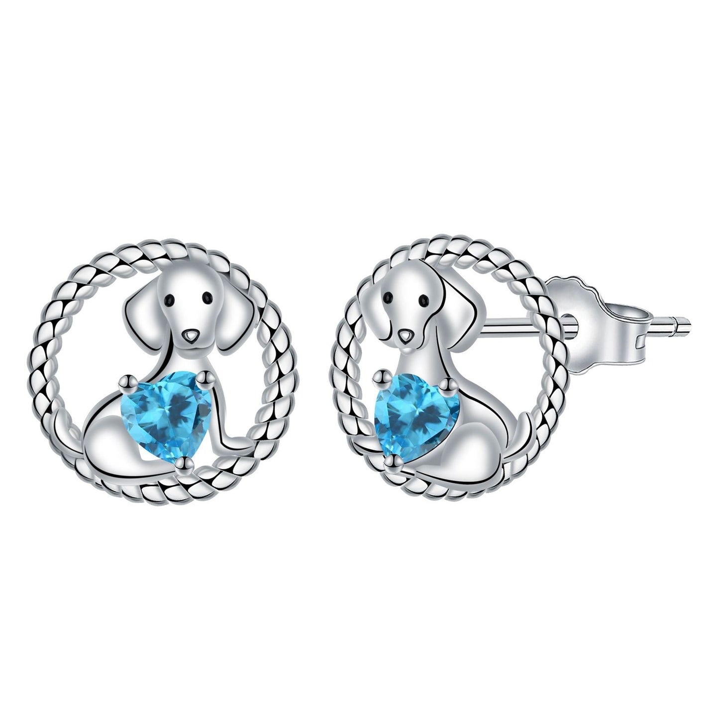 Cute Animal Dog Ear Studs 925 Silver Needle