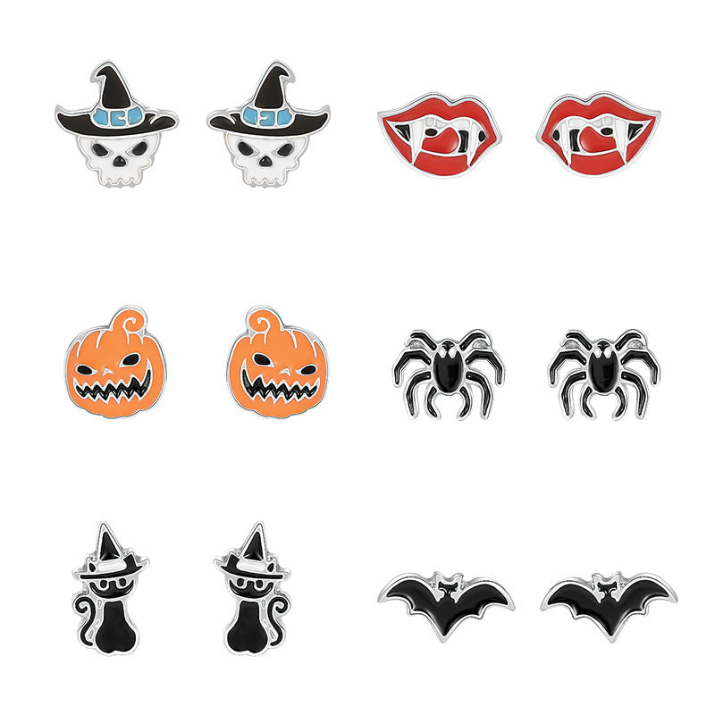 Girly Fashion Skull Head Funny Animal Earring Set