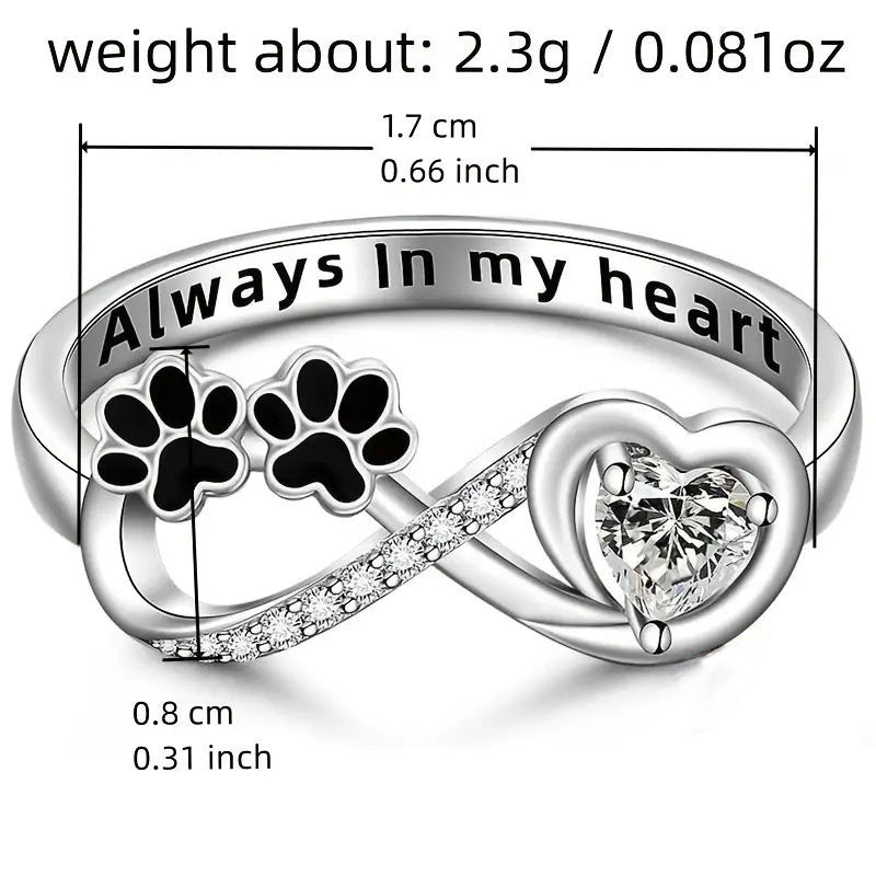Small Dog Paw Prints Ring