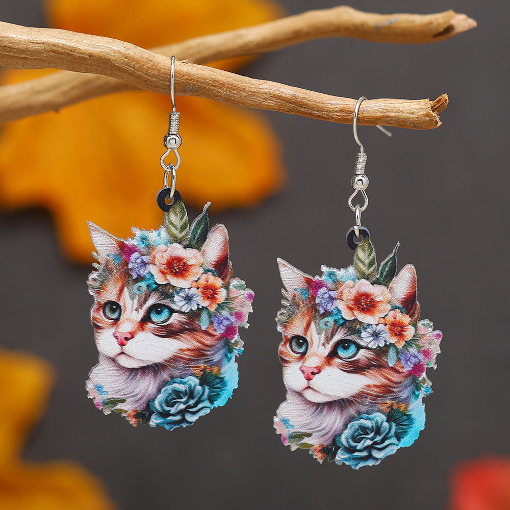 Colorful Fox Cat Horse Parrot Bird Acrylic Earrings For Carnival