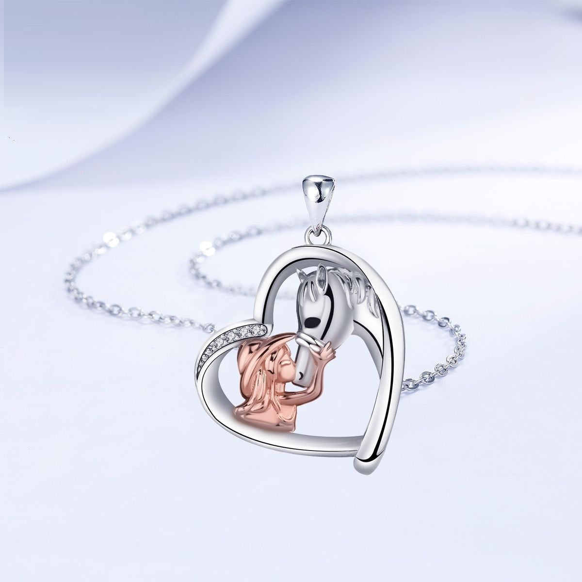Girl And Horse Necklace Female Warm Design Jewelry