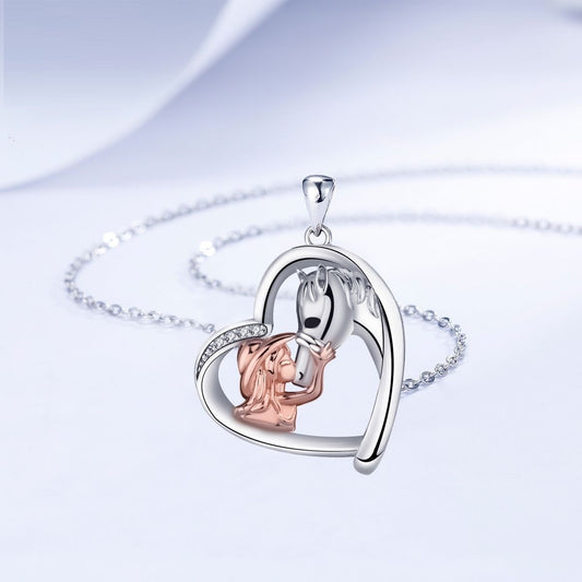 Girl And Horse Necklace Female Warm Design Jewelry