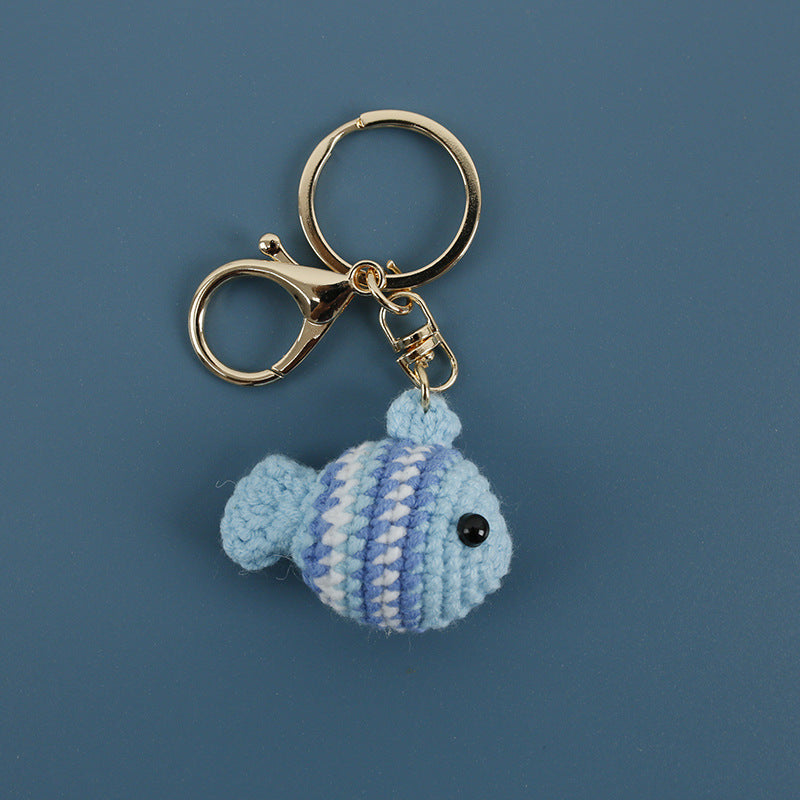 Creative Hand Crocheted Clownfish Pendant Keychain