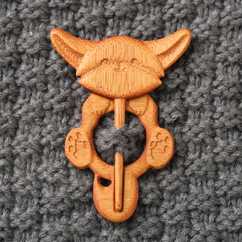 Wooden Animal Carving Brooch Gift