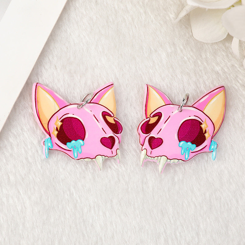 Acrylic Halloween Skull Horror Cat DIY Earrings Keychain Material