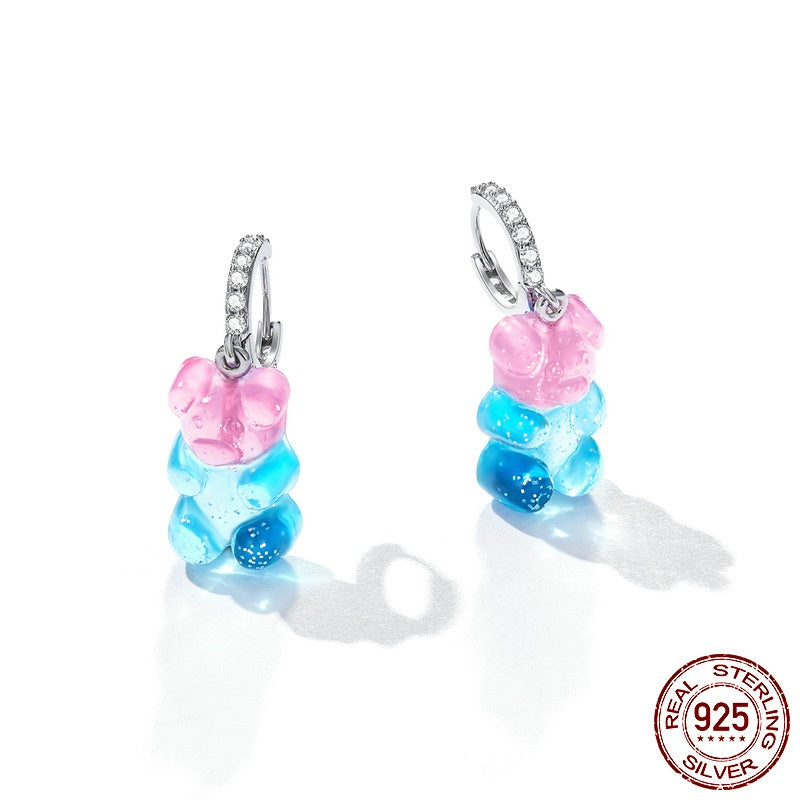 Gradient Candy Bear Earring Ear Clip Spring Girl Wear