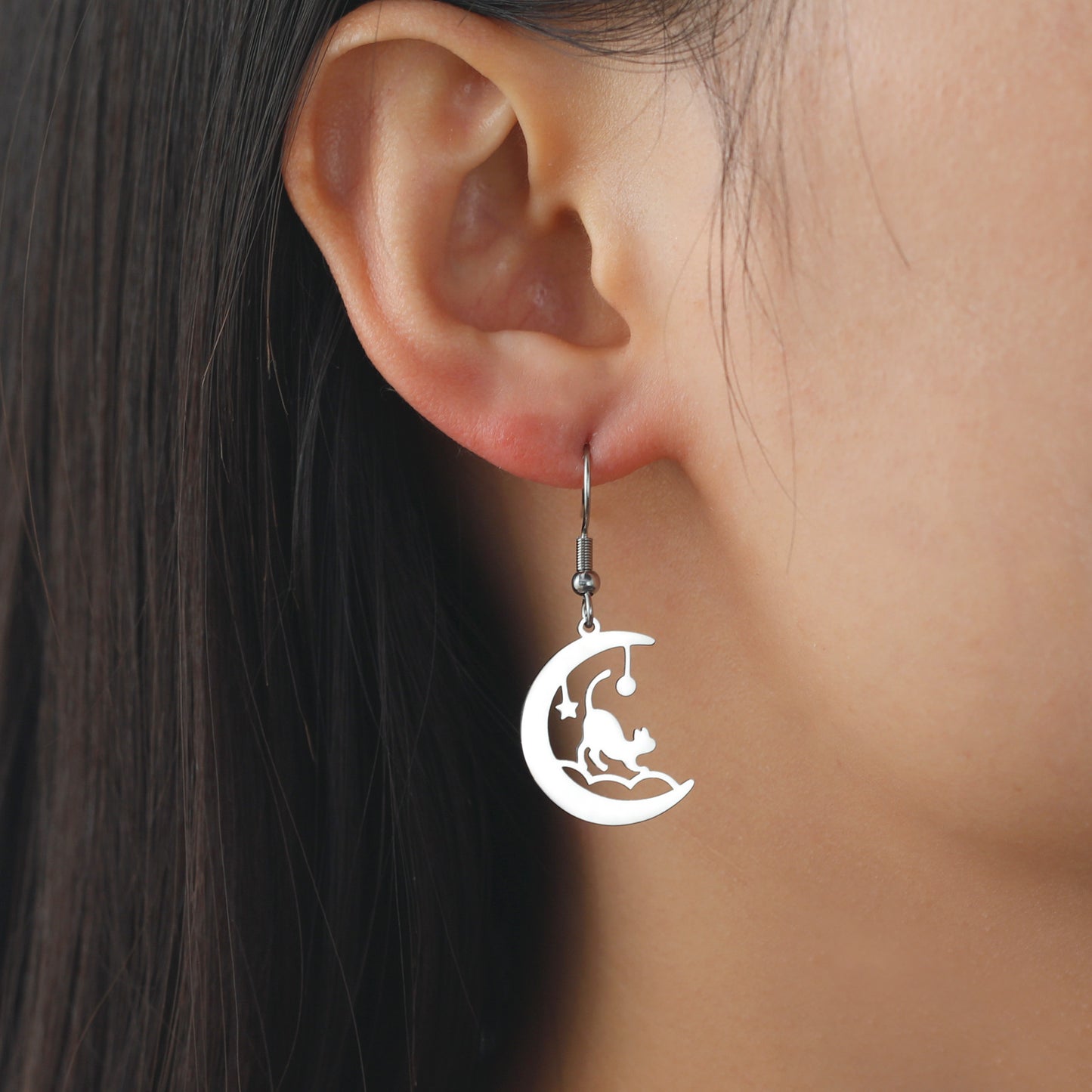 Women's Stainless Steel Animal Cat Earrings