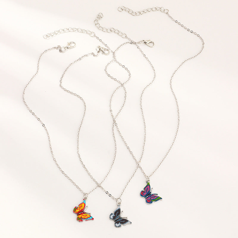 Popular Fashion Color Butterfly Necklace Retro Butterfly Necklace