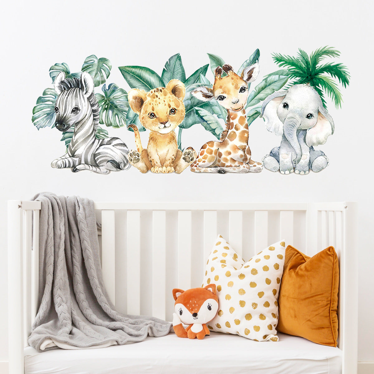 Cartoon Cute Animal Lion Elephant Giraffe Sticker