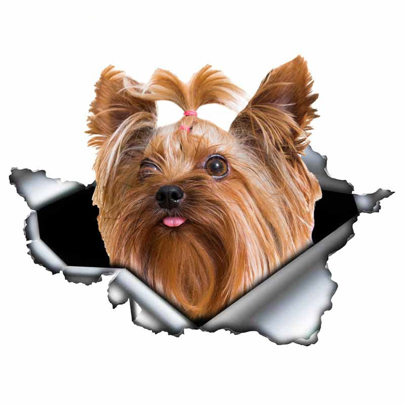 Aliauto 3D Pet Dog Vinyl Sticker Ripped Metal Animal Car Sticker Window Bumper 13x13cm