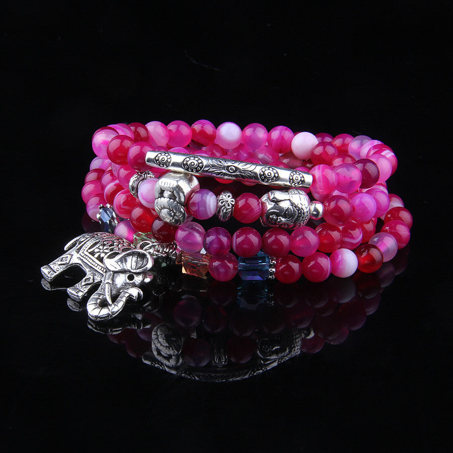 Multi-layer Blue Pattern Agate Amulet Natural Crystal Bracelet