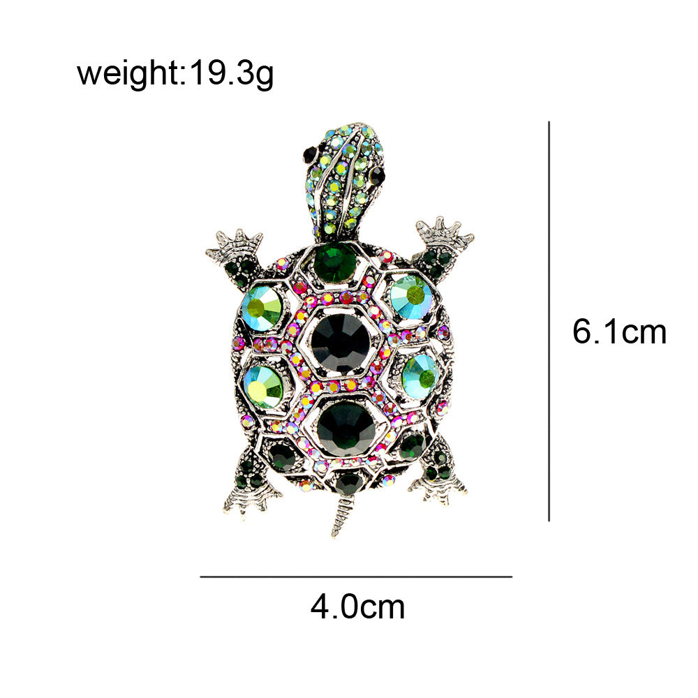 Diamond-embedded Fashion Retro Turtle Brooch Cute Animal Corsage