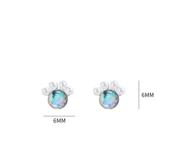 Colorful Cat's Paw Stud Earrings Female Cartoon