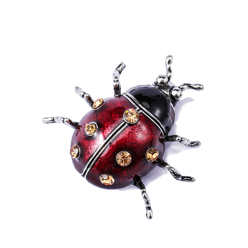 Retro Temperament Glaze Ladybug Brooch