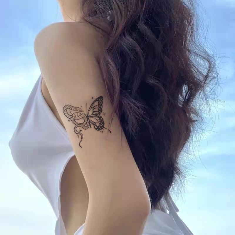 Butterfly Rose Tattoo Sticker Herbal Juice