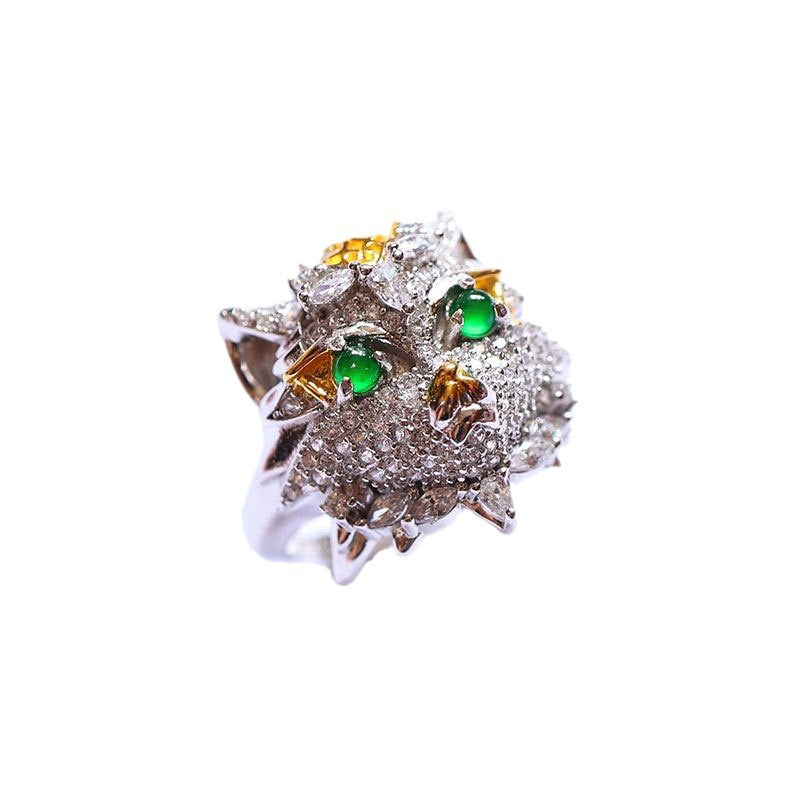 Natural Emerald Animal Owl Ring