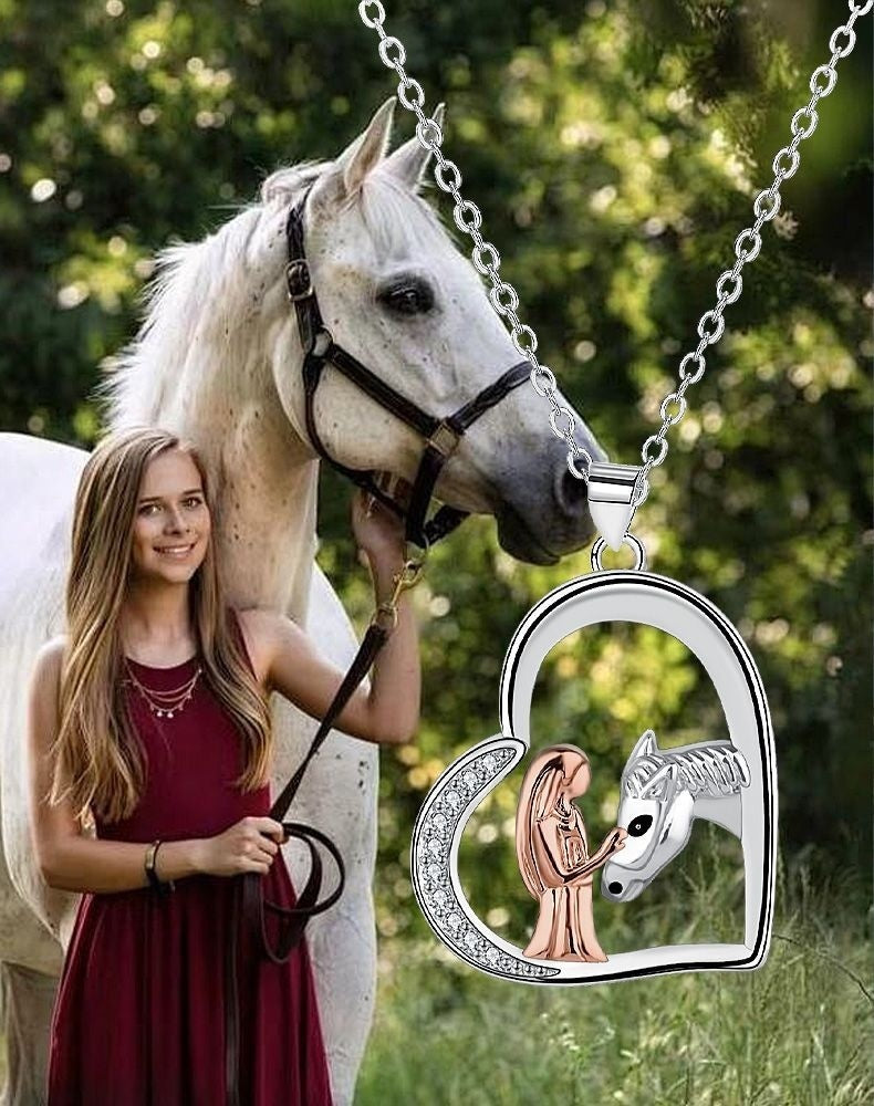 Love Necklace Girl And Horse Clavicle Chain