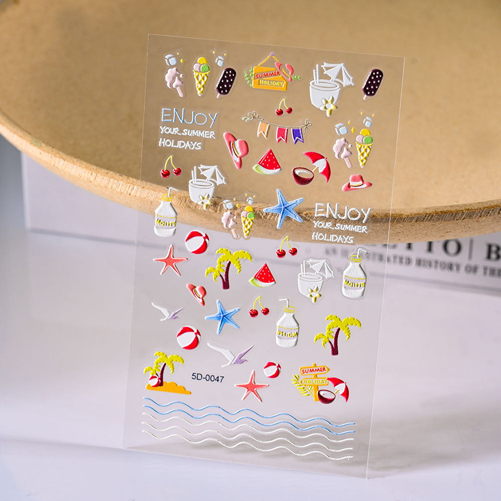 3D Ocean Wind 5D Relief Nail Sticker