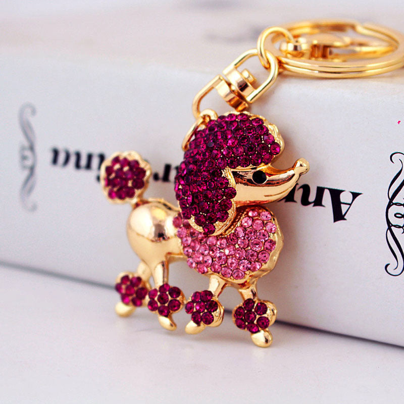 Cartoon Crystal Poodle Puppy Accessories Keychain Pendant Women's Bag Accessories