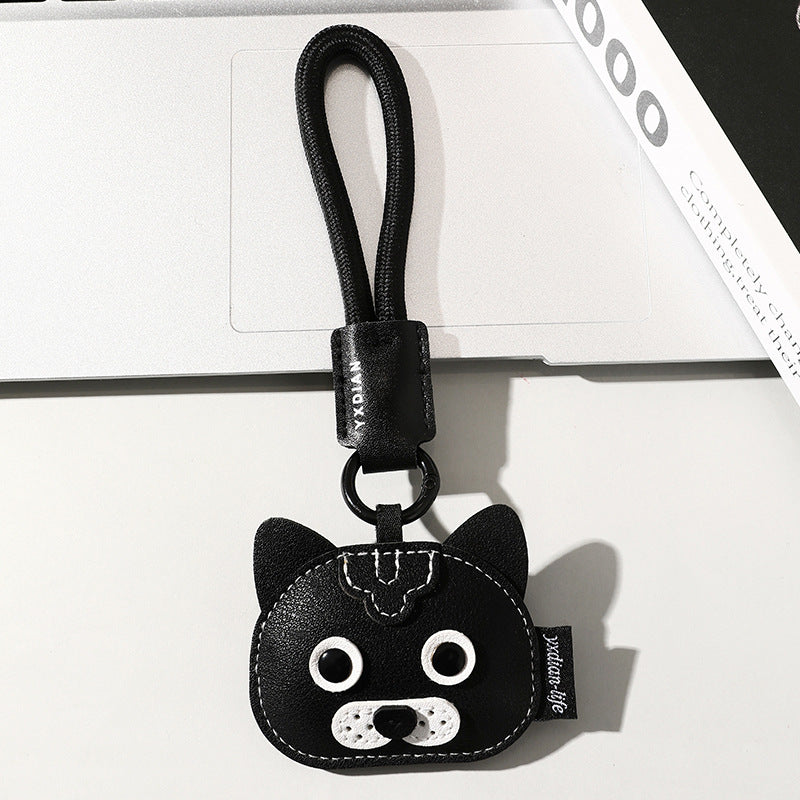 Cute Leather Puppy Kitten Simple Cartoon Car Keychain Pendant