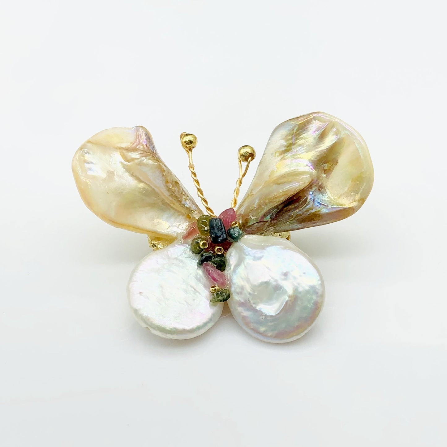 Handwoven Epoxy Shell Butterfly Brooch