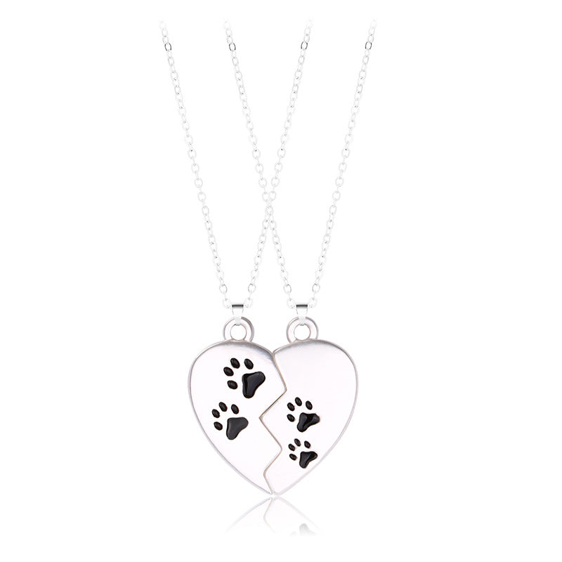 Love Couple Necklace Magnet Stitching Alloy Pendant Original Design Jewelry