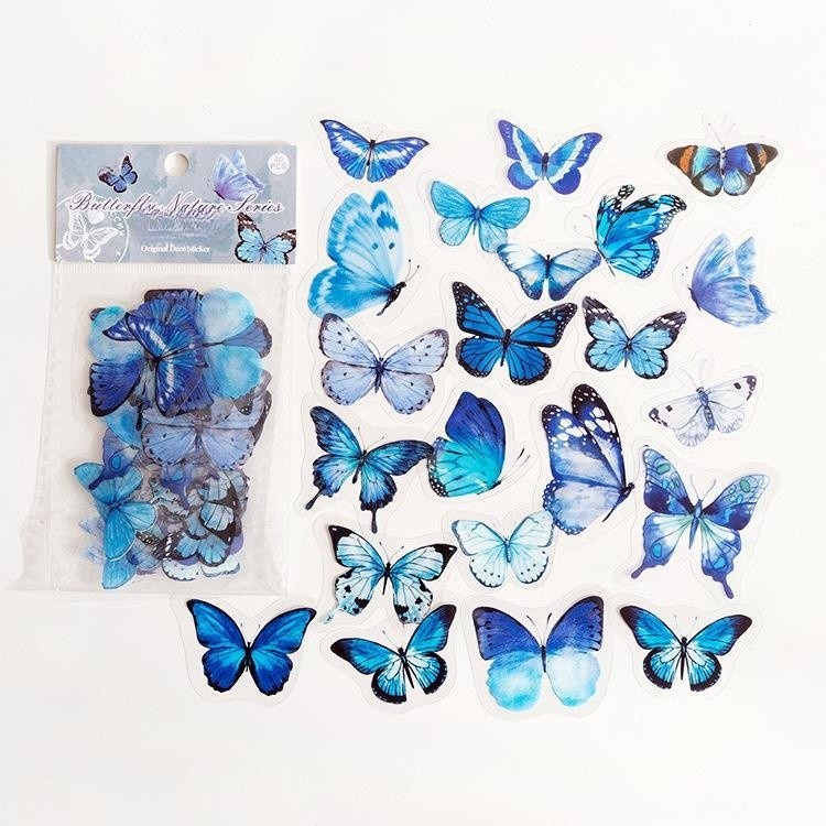 PET Sticker Bag Butterfly Nature Series Fresh And Retro Notebook Material Decoration Stickers