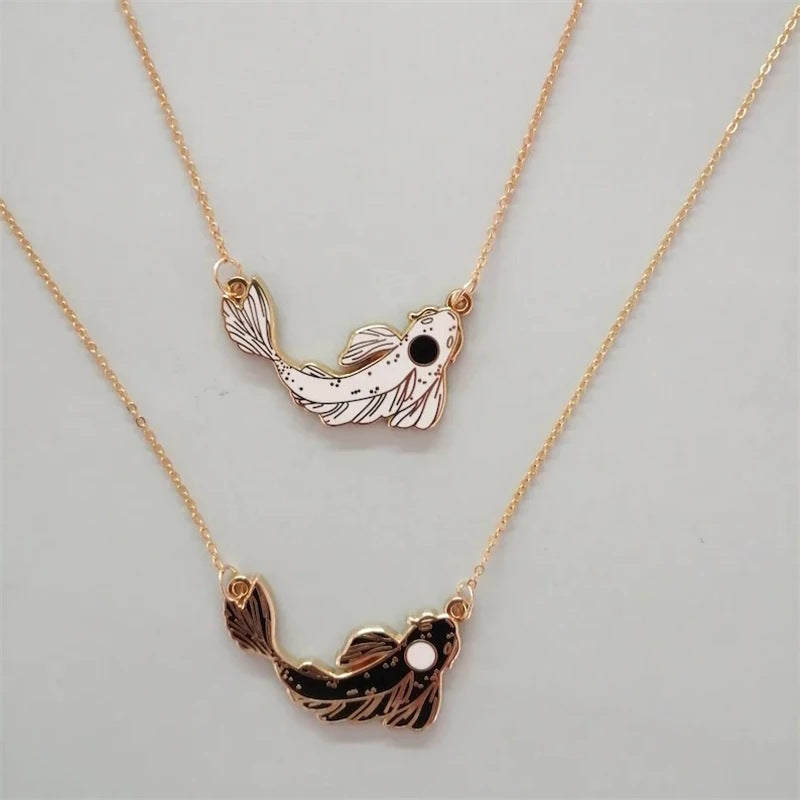 Creative Personalized Fashion Necklace Taiji Koi Drop Oil Necklace